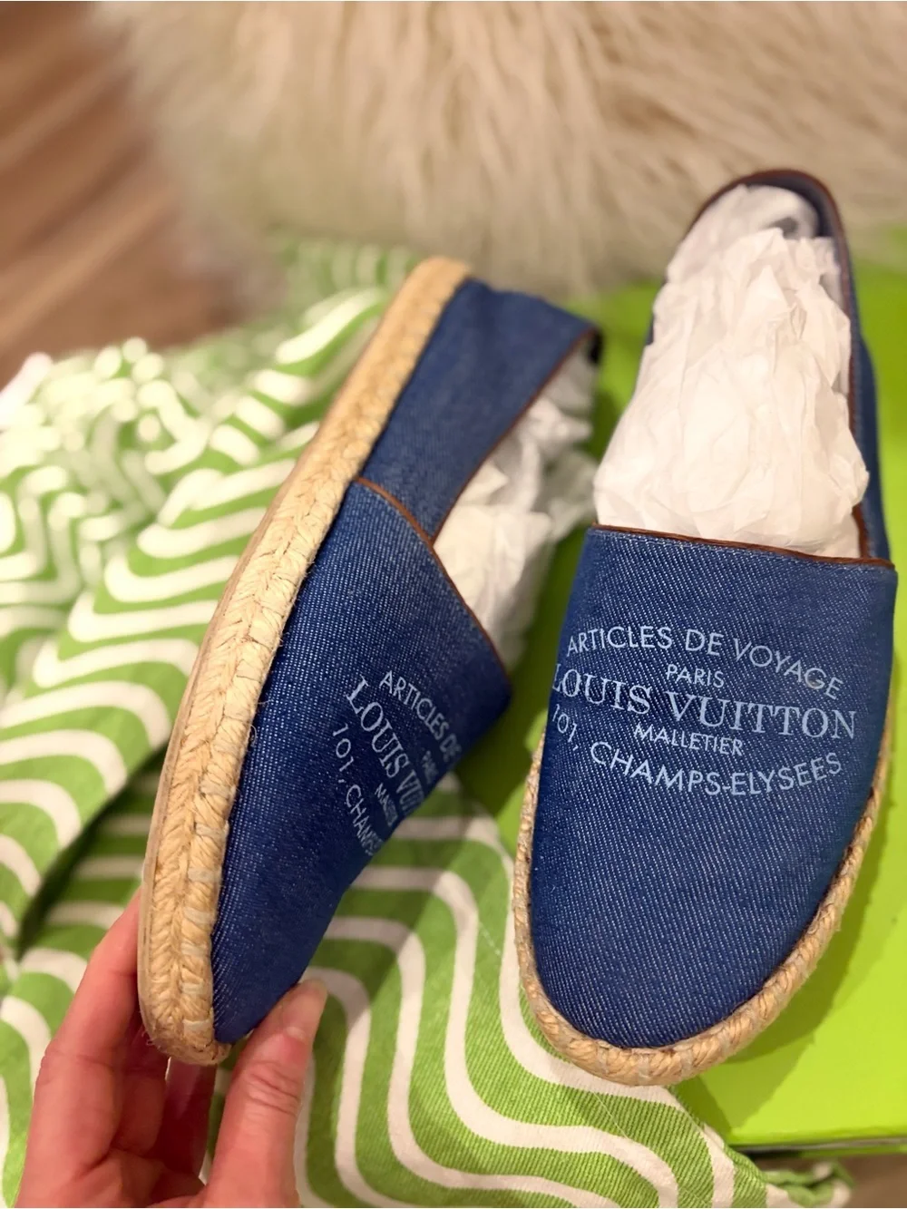 Louis Vuitton Denim Espadrilles in Navy Blue